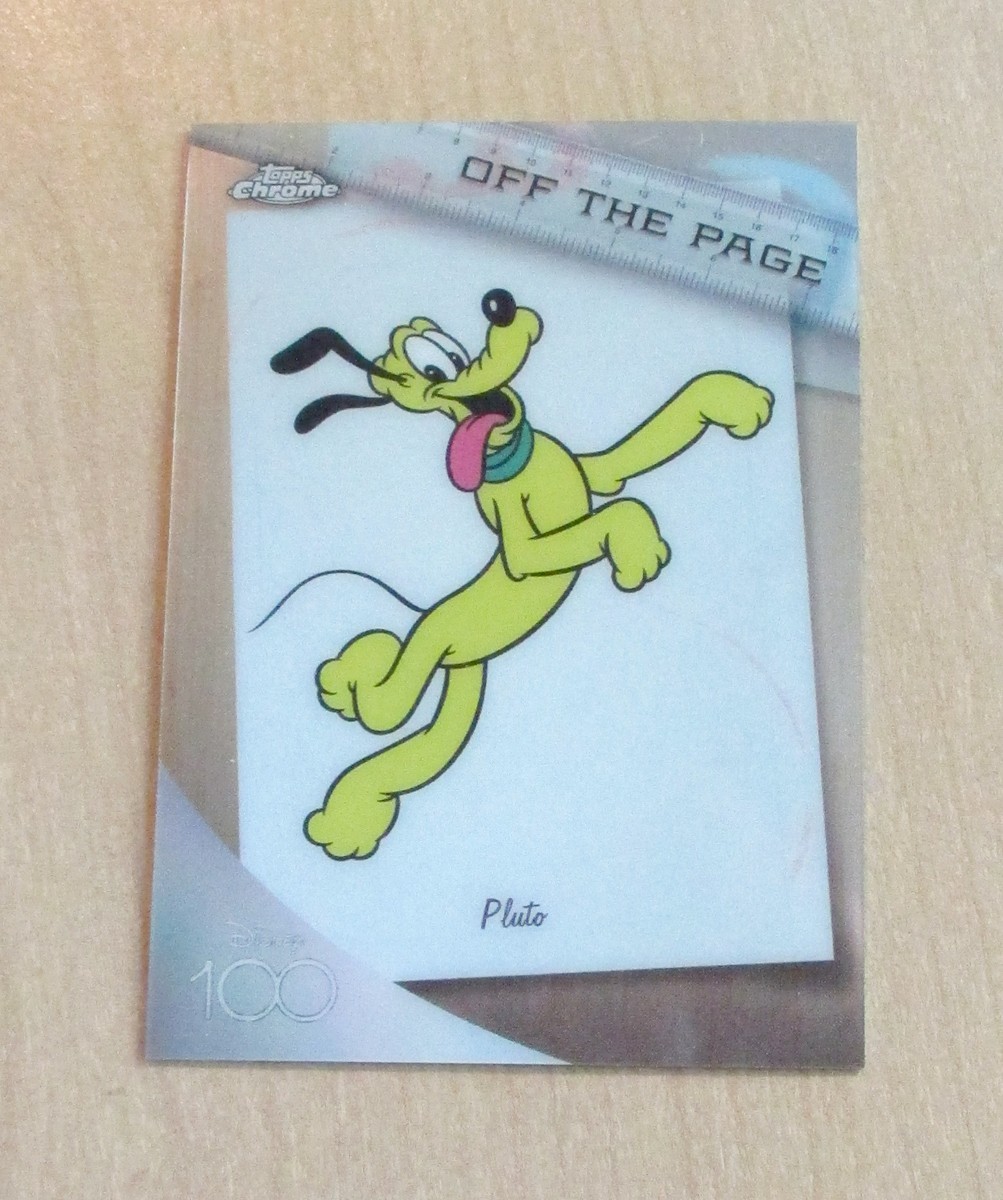 Pluto #OTP-9 2023 Topps Chrome Disney 100 Off The Page trading card — raw and PSA graded price guide