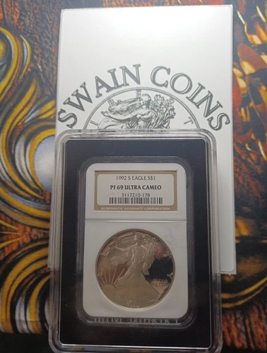 1992 S American Silver Eagle NGC PF69 Ultra Cameo EZ102
