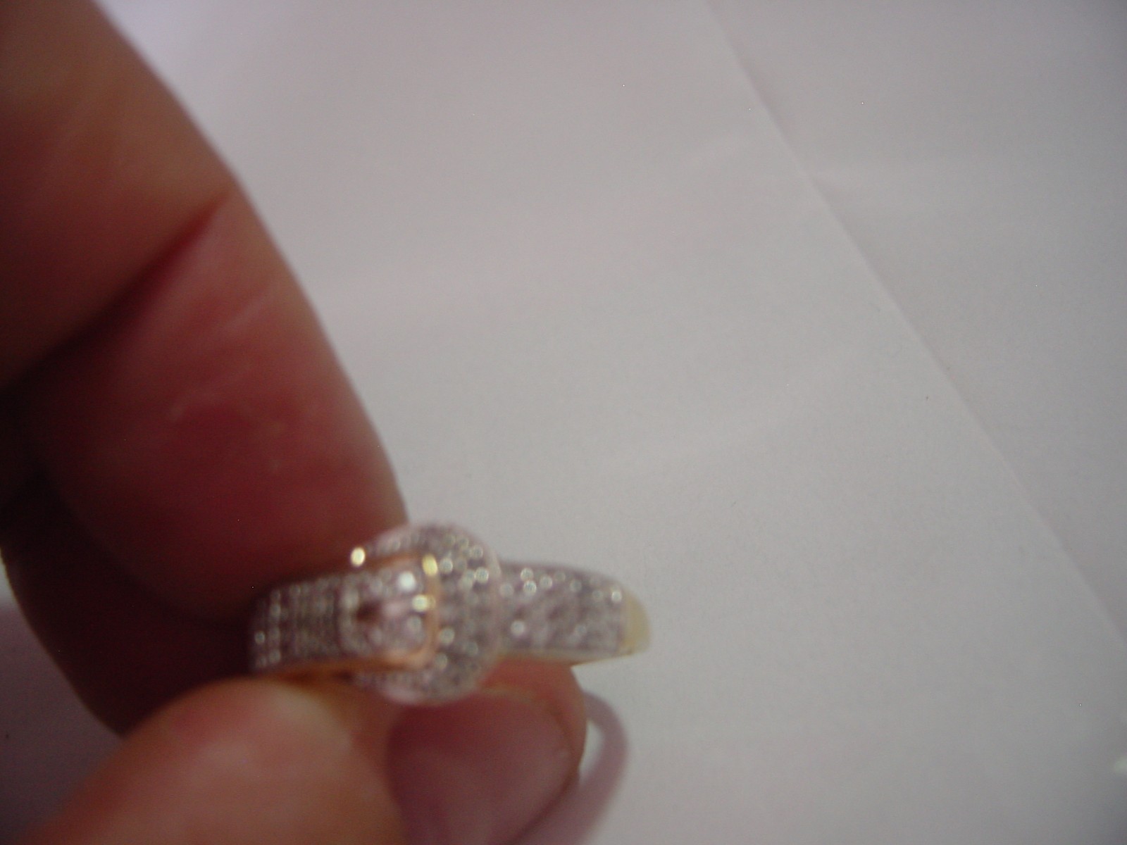 Solid Silver &gp-buckle Ring-small sparkling diam… - image 9