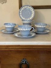 Vintage Wedgwood Queen’s Ware Tea Cup And Saucer Set Of Four GORGEOUS!