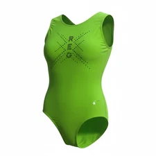 Destira gymnastic tank neon green practice leotard Rigert Elite XSA adult