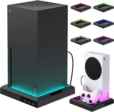 RGB Base Stand for Xbox Series S/X Console with 3 Extra USB Port Vertical Stand