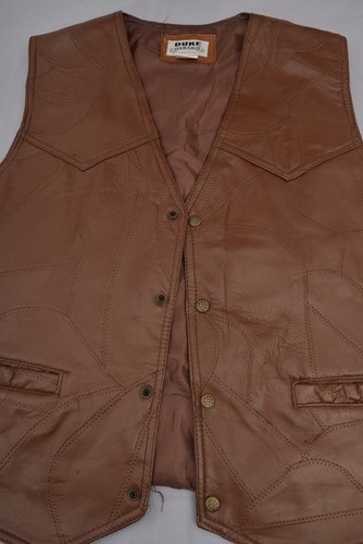 Vintage Duke Haband Herren braune Lederweste 3 Druckknöpfe Größe 48 Brustumfang 100 % Leder - Bild 3 von 8