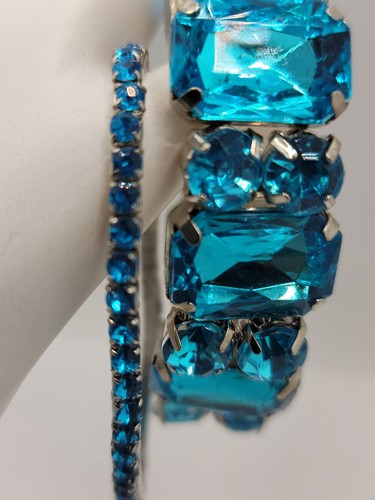 3 Pc. Lot Teal Jeweled Bracelet - Picture 3 of 3