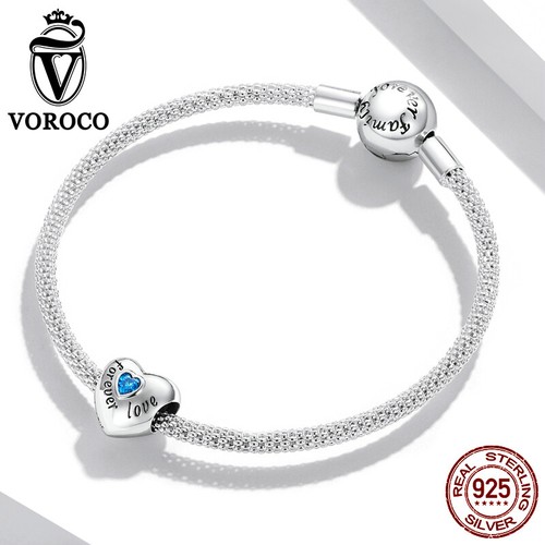 Pulseras europeas Voroco de plata esterlina 925 amorosa familia papá dije ajuste - Imagen 5 de 9