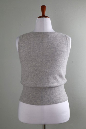 H HALSTON Soft Knit 100% 2 Ply Cashmere Sweater Tank Vest Top Size Large - Picture 4 of 6