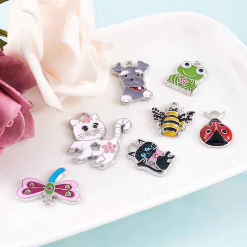 35Pcs Animal Theme Enamel Pendants Platinum Plated Insect Dangle Charms - Picture 4 of 5