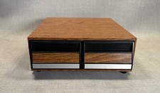 Vintage Wood Grain 28 Cassette Tape Holder 2 Drawer Storage Case -GOOD CONDITION
