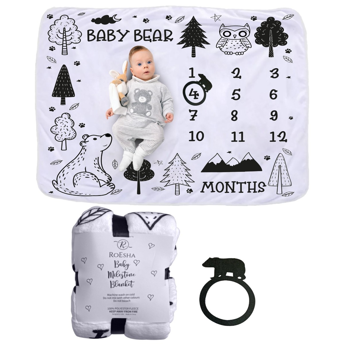 Baby Monthly Milestone Blanket Personalized Photo Prop Nursery