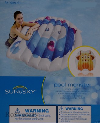 Sun & Sky Inflatable Yellow & Orange Monster Pool Float 62x57 NIB
