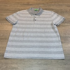Hugo Boss Green Label Mens Size XL Gray Striped Polo Shirt Regular Fit B9