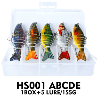 5PCS Multi Jointed Fishing Lure Swimbait Minnow Bait 7 Segment Crankbait Wobbler