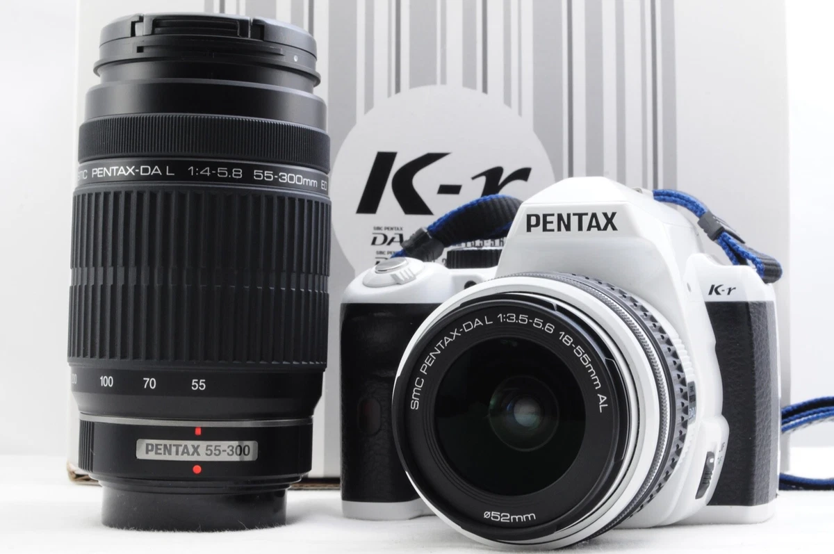 [Excellent +++++] PENTAX K-r 12.4MP White Kit w/ AL 18-55mm 55-300mm (G487)