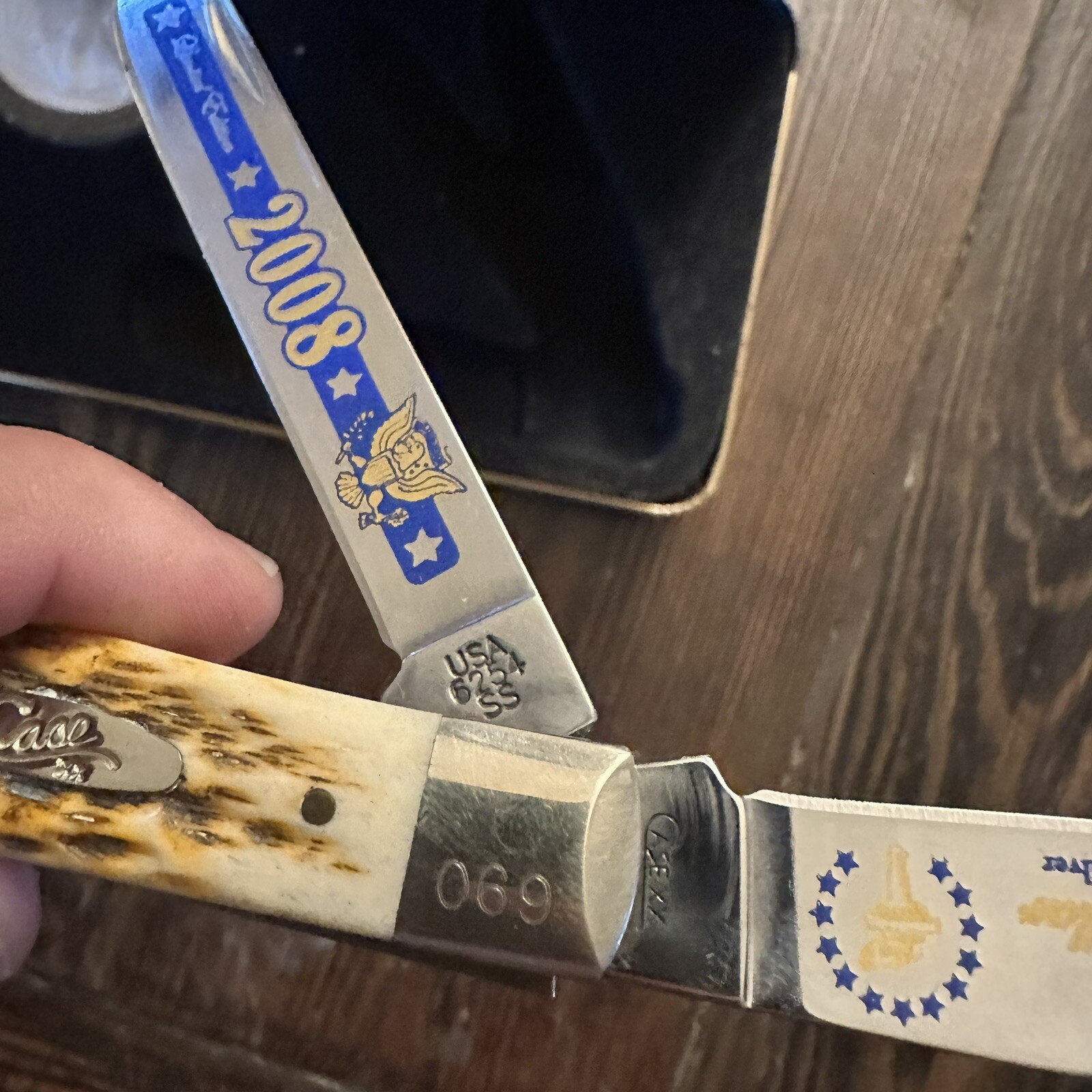 2008 Case Silver Dollar Knife 6254 SS With Fine Eagle Silver Dollar New