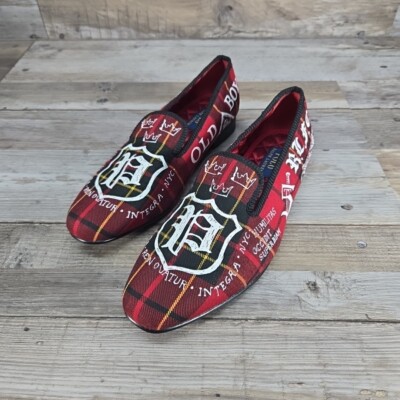 Ralph Lauren Gent s Size 8D Skull & Crown  NYC Slippers Shoes Plaid Red 