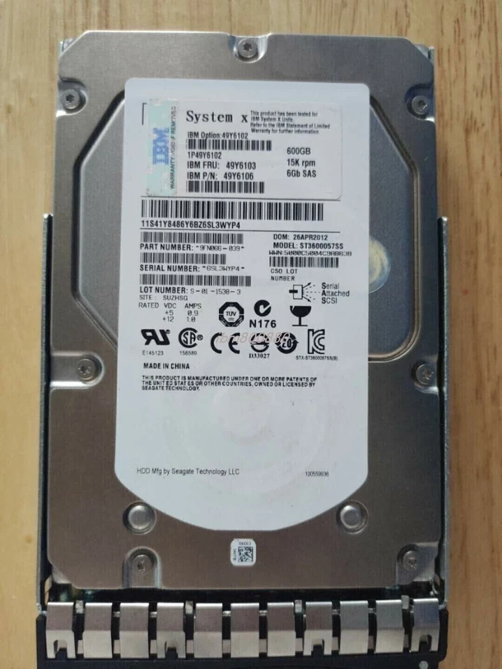 NEW IBM 49Y6104 600GB 49Y6103 49Y6102 15K 6Gbps SAS 3.5" M4 HDD Hard Drive - Image 2 of 4