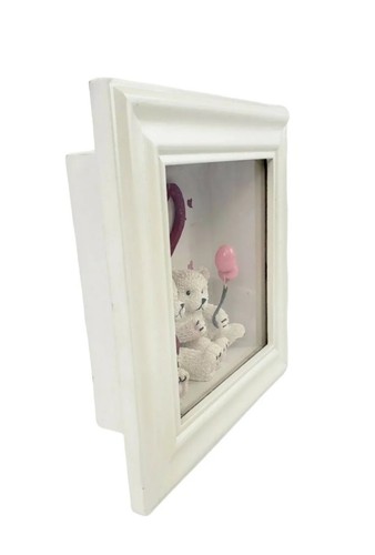 Vtg Dandee Picture Frame Wood Deep Shadow Box Display Case Bears Valentine's Day - Picture 7 of 11