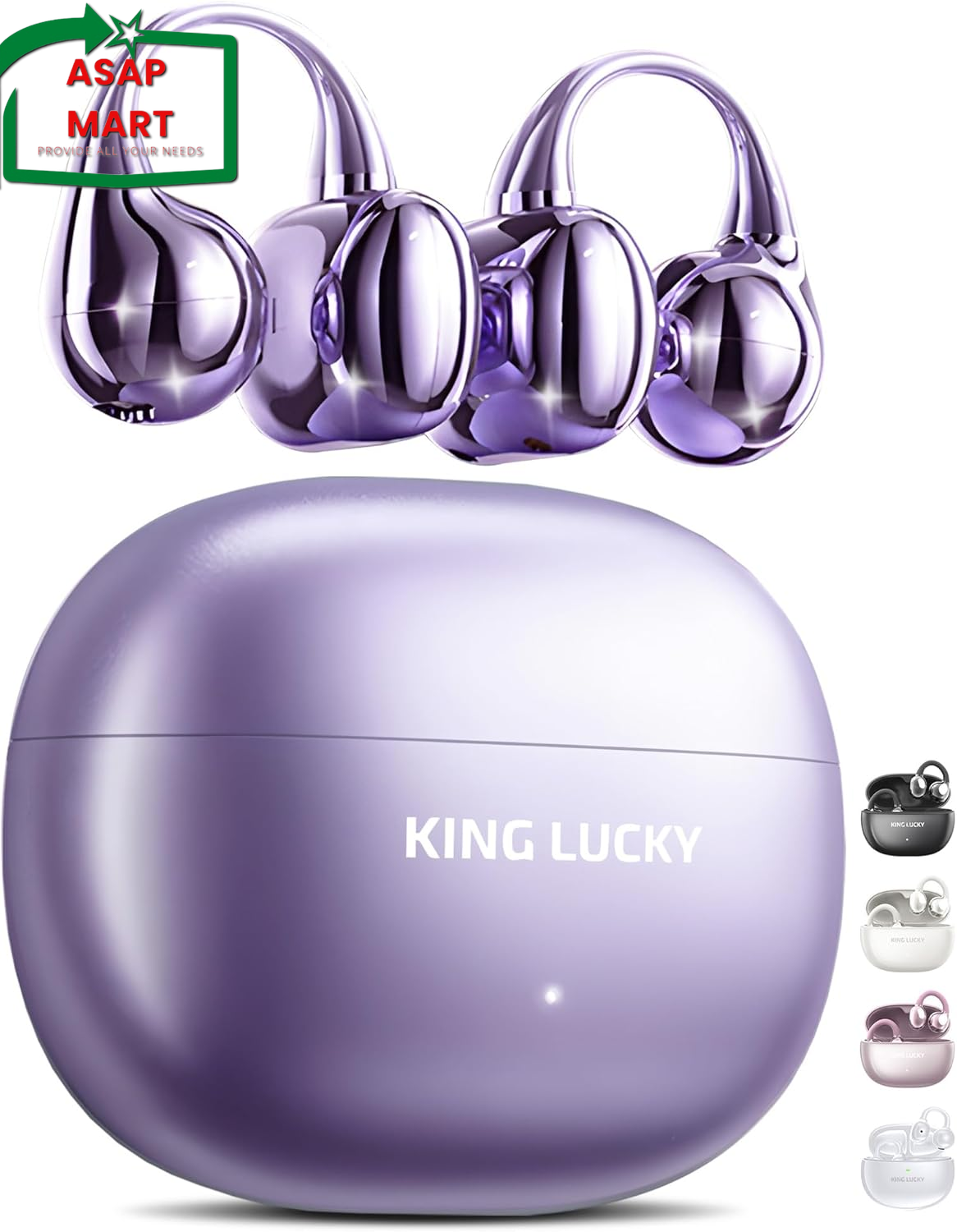 King Lucky Clip-On Earbuds,Open Ear Earbuds Wireless Bluetooth 5.4, Lightweight