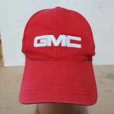 Vintage GMC Truck cap hat Red hook and loop adjustable made in the USA