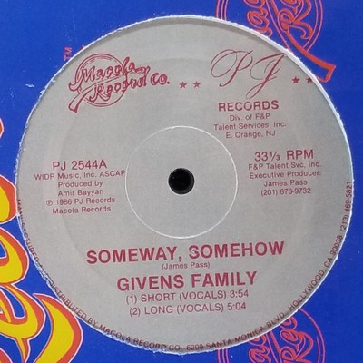 Sealed 12 Single 1986 Givens Family Someway Somehow