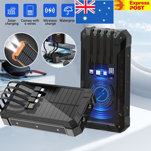 2024 Super 4 USB WirelessCharger Solar Power Bank LED For Cell Phone Chargers