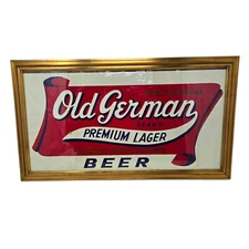Old German Premium Lager Banner Framed Vintage 29x16 1950s Pittsburgh PA