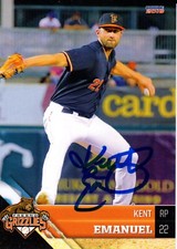 Kent Emanuel 2018 Fresno Grizzlies Autographed Signed Card