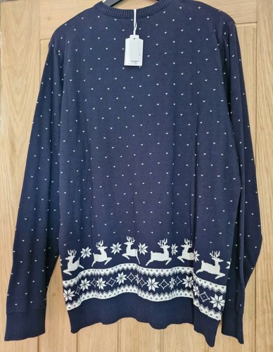Maglione natalizio uomo blu navy taglia Large 42/44" petto nuovo con etichetta - Foto 5 di 5