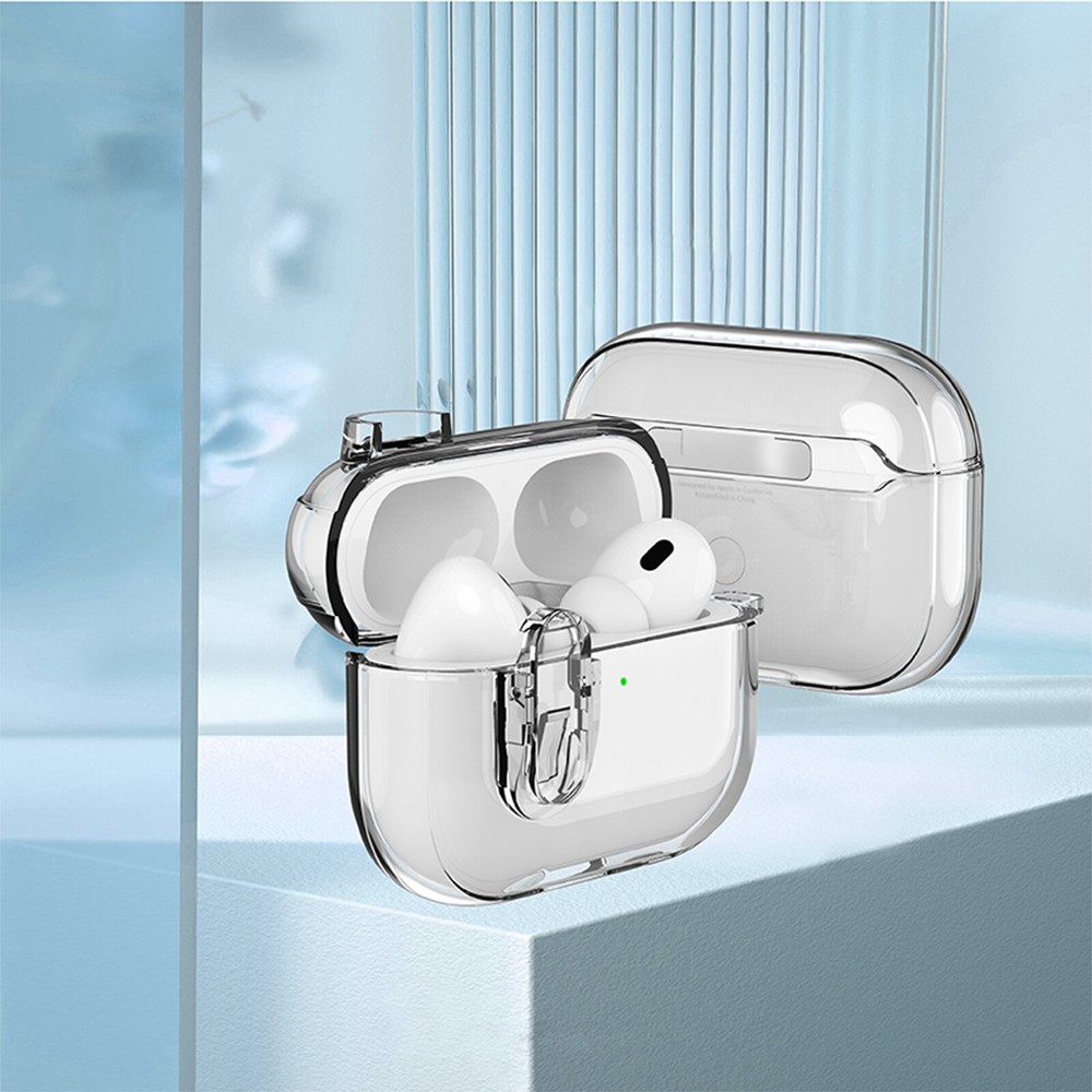 Clear Secure Lock Shockproof Case+Keychain for AirPods Pro 2/1 AirPods 4/3/2/1