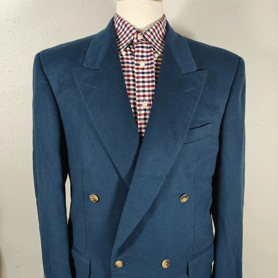 Abrigo deportivo Zanella de doble pecho para hombre cuatro botones verde azulado lana cachemir talla 44L Foto 2 de 4