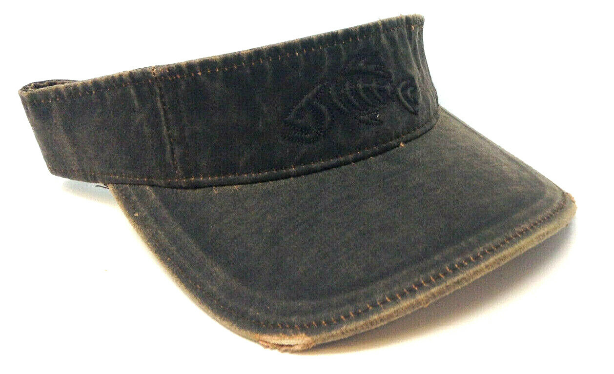 BROWN SUEDE BONEFISH FISHING ADJUSTABLE TORN RIPPED SUN VISOR HAT CAP
