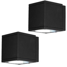 2pack Led Outdoor Cube Up Or Down Wall Light Modern Black Wall Sconce 3cct 9w