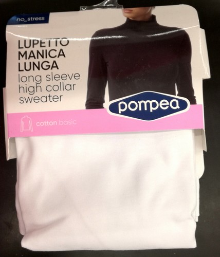 LUPETTO MANICA LUNGA - T-SHIRT DONNA - BIANCO - COTONE ELASTICIZZATO -  POMPEA | eBay