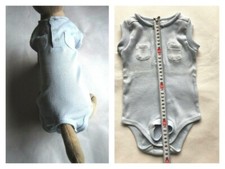 S Hunde Body Wundschutz Anzug OP Hemd Gr.S Rl.30-35cm reine Baumwolle hellblau