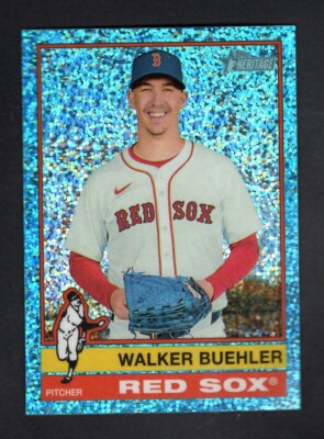 2025 Topps Heritage Chrome Light Blue Sparkle Refractor #416 Walker Buehler BOS