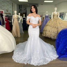 Elegant Mermaid Wedding Dresses Lace Applique Backless Court Train Bridal Gowns