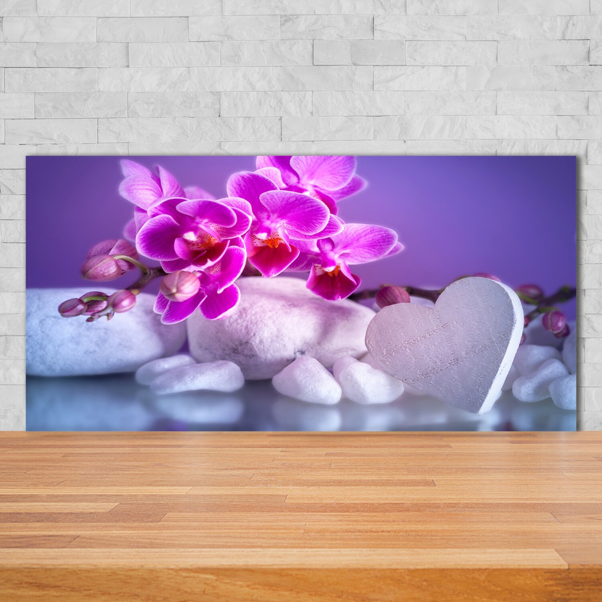 Planche à Découper En Verre Trempé Tulup 40x52 Cm - Motif Orchidée Et Cœur - Neuf