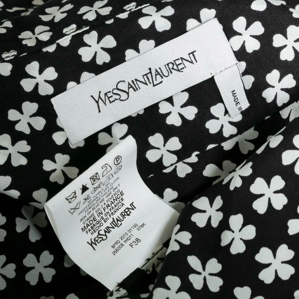 SAINT LAURENT (YSL) Camicia YVES SAINT LAURENT donna trifoglio nero seta cintura abito corto FR38 US6