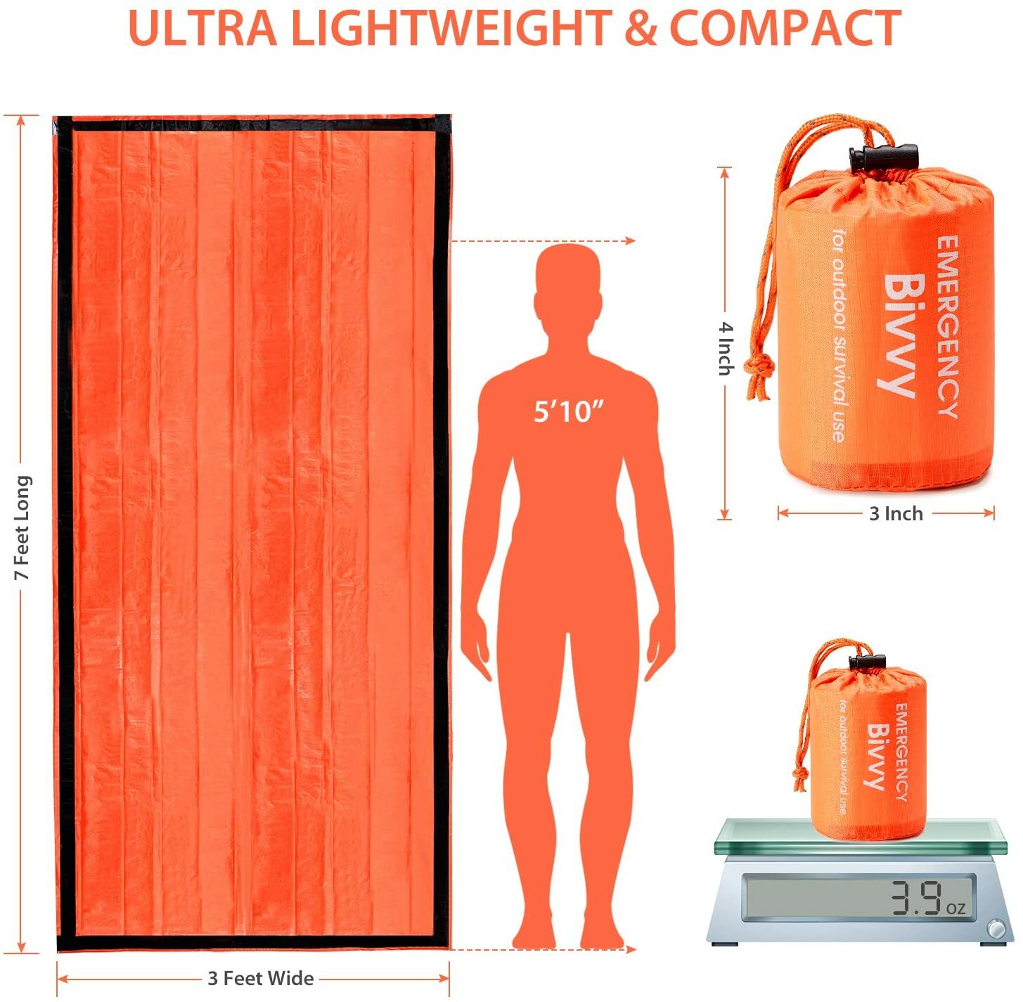 2 Pack ESKY Emergency Sleeping Bag Thermal Waterproof Outdoor Survival