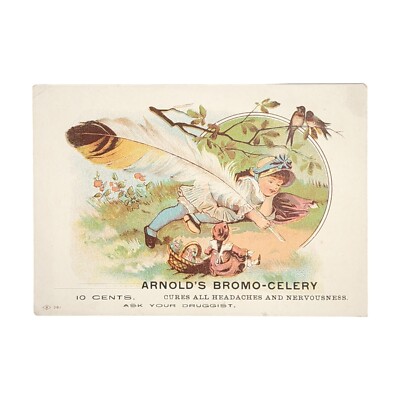 Arnold's Bromo-Celery Cures All Headaches And Nervousness Vintage Trade Card