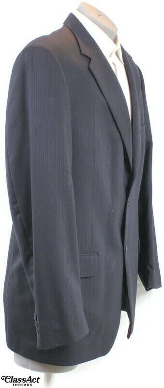 Andrew Fezza Men's 2 Pc Suit Black Striped Wool 2… - image 4