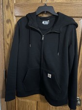Carhartt Women  s Black Full Zip Hoodie Large Pockets Size Large 12-14 