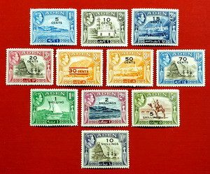 {BRITISH-ADEN-King George VI/ Scott #36-46/ MLH/ CV $42.00/epictronic/JC}