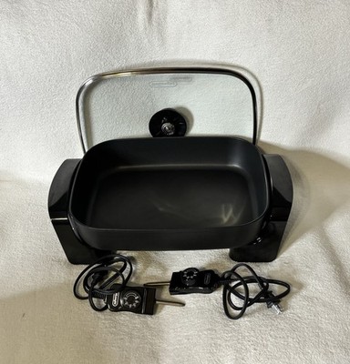 delonghi Electric Skillet Indoor Grill With Tempered Glass Lid Black,Great Con.