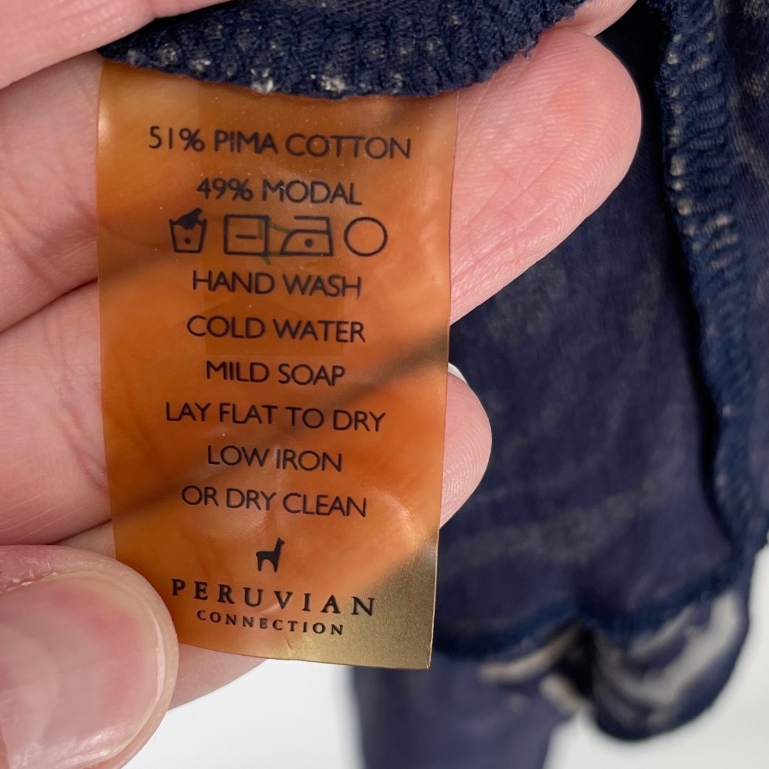 Peruvian Connection Blue Beige Patterned Pima Cot… - image 4