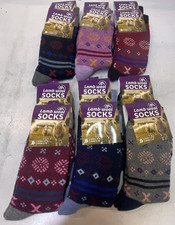 12 Pairs Lamb Wool Socks 85 Wool Women 9-11 Shoe 5-10 Assort Colors Snowflakes