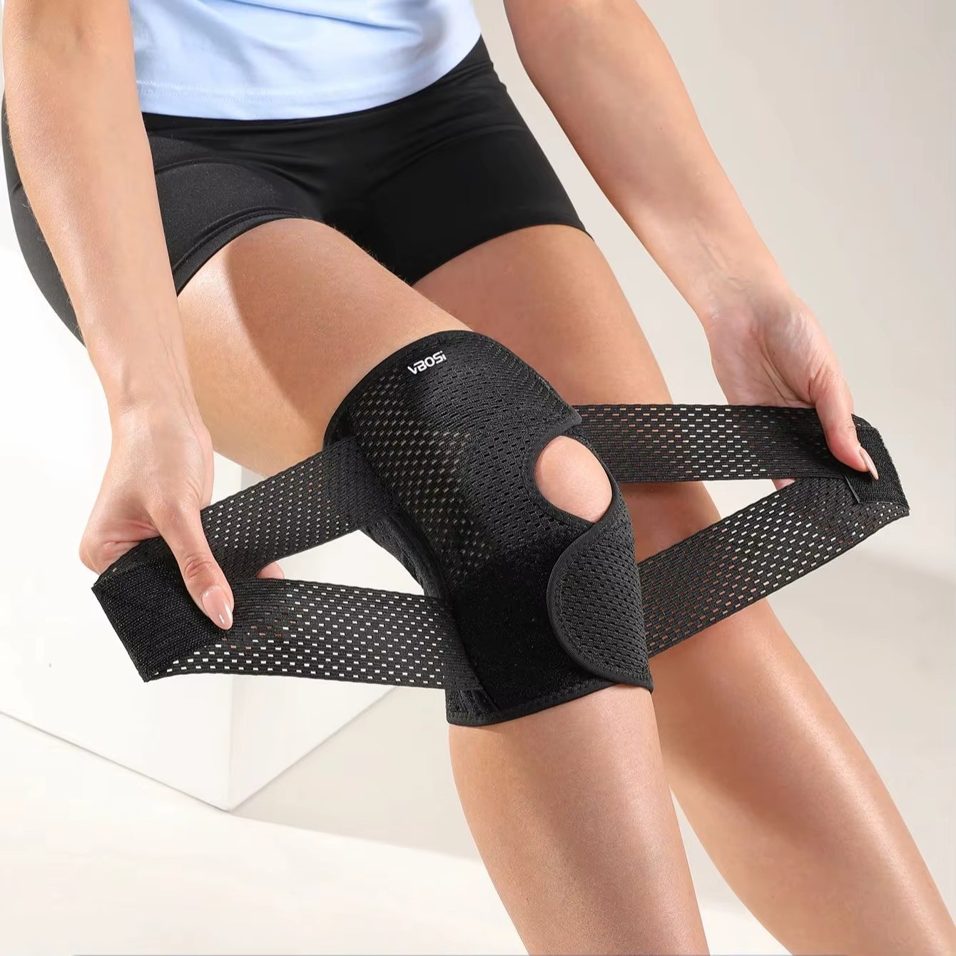 Knee Brace Compression Sleeve Joint Support Open Patella Stabilizer Wrap