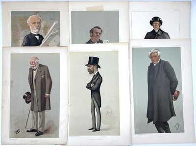 Antique Lot of 6 VANITY FAIR MEN OF THE DAY Spy Cartoons - 1880's & 1890's