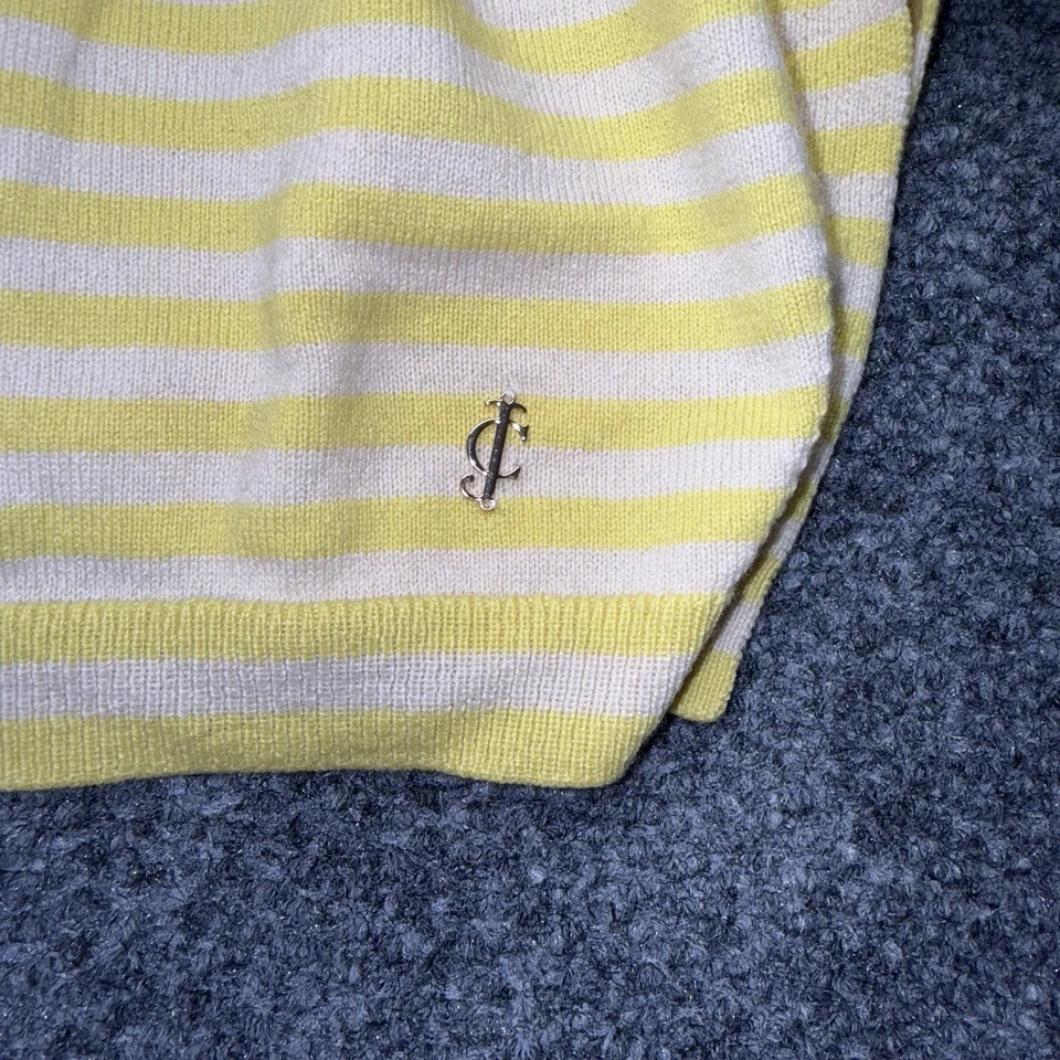 Poncho Juicy Couture 100 % amarillo cachemir talla XS/S camisa de lujo suave a rayas Foto 2 de 4