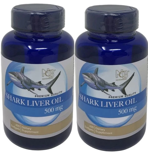 2 Bottles Shark Liver Oil 500mg 200 softgels x 2=400 softgels